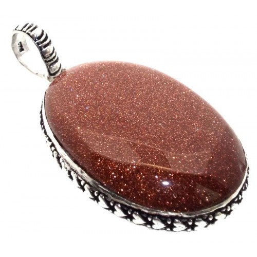 Goldstone Indian Silver Pendant 02